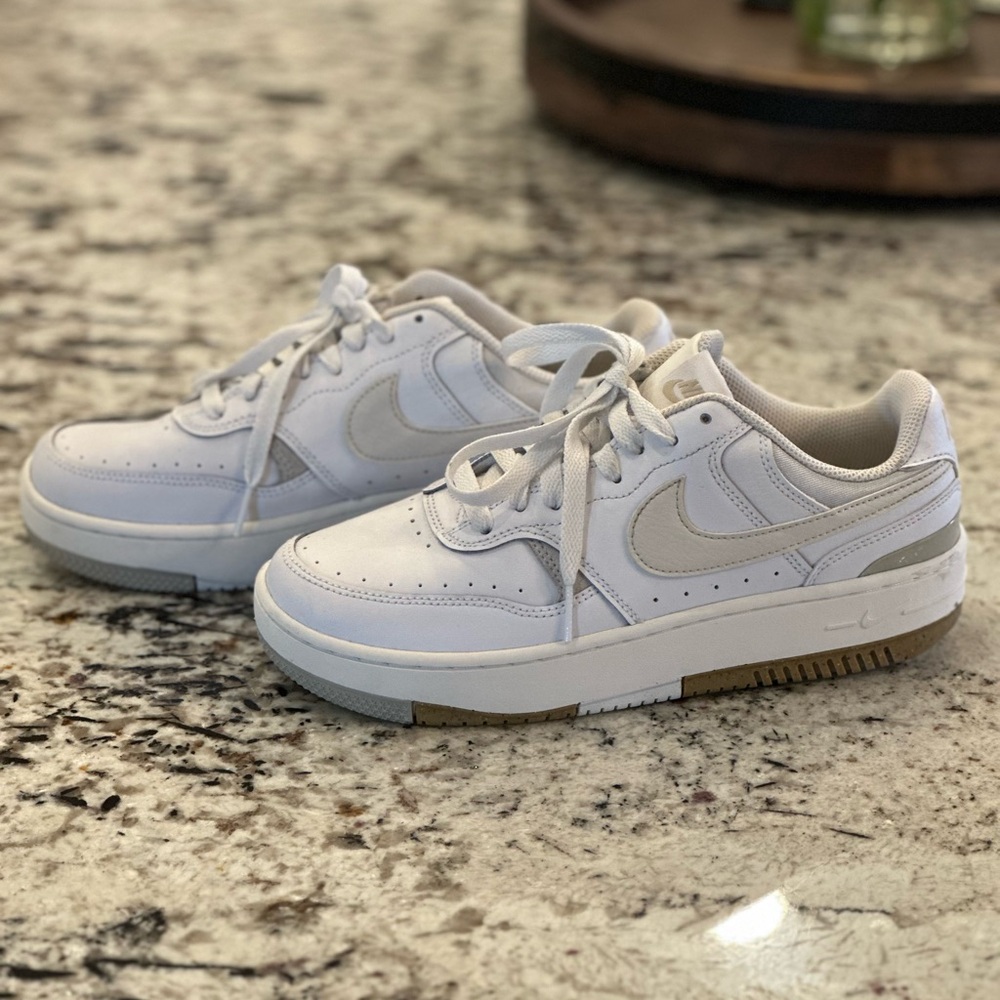 Nike White and Tan Women's Sneakers